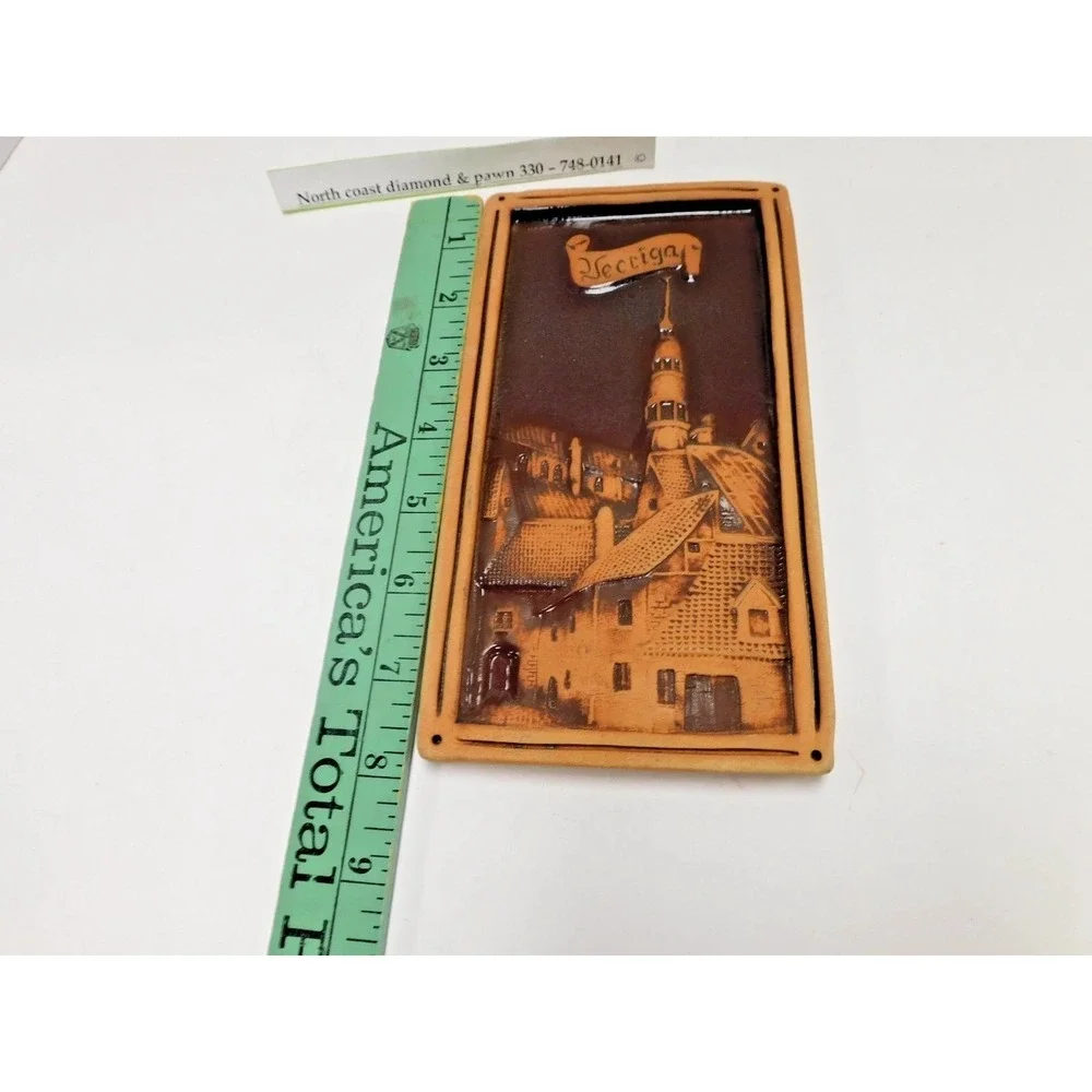 Vecriga Riga Latvia Ceramic Wall Plaque Old Town Cityscape Relief Tile Art DH27